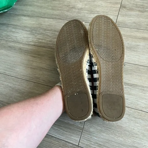 MICHAEL KORS Canvas &amp; Leather Navy &amp; White Striped Espadrilles, Women’s 7