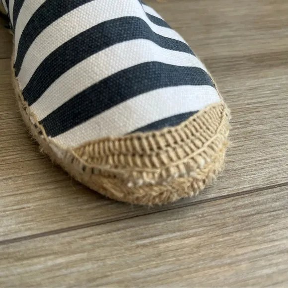 MICHAEL KORS Canvas &amp; Leather Navy &amp; White Striped Espadrilles, Women’s 7