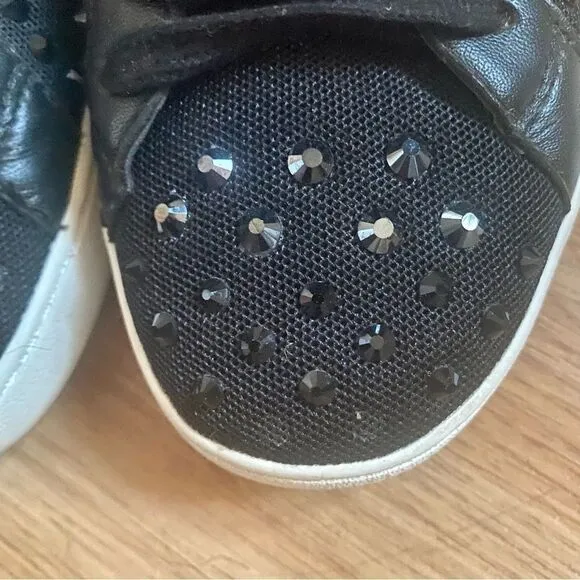 Michael Kors Irving Rhinestone Embellished Mesh Sneakers - Black