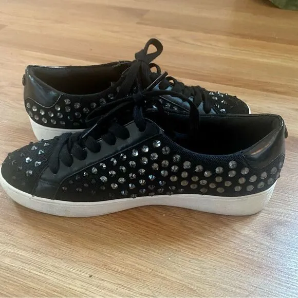 Michael Kors Irving Rhinestone Embellished Mesh Sneakers - Black