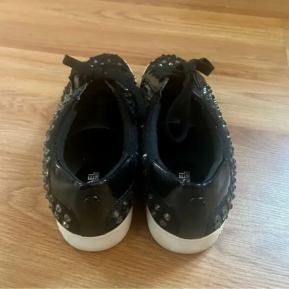 Michael Kors Irving Rhinestone Embellished Mesh Sneakers - Black