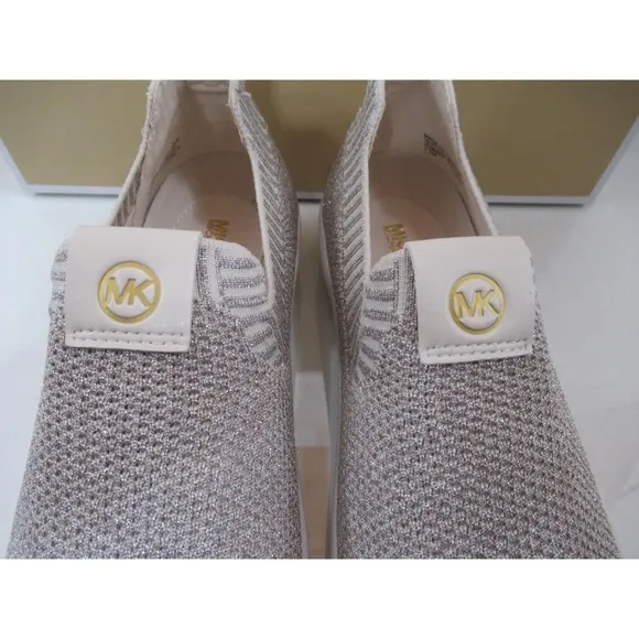 Michael Kors Juno Knit Slip On Sneaker Metallic Stretch Champagne