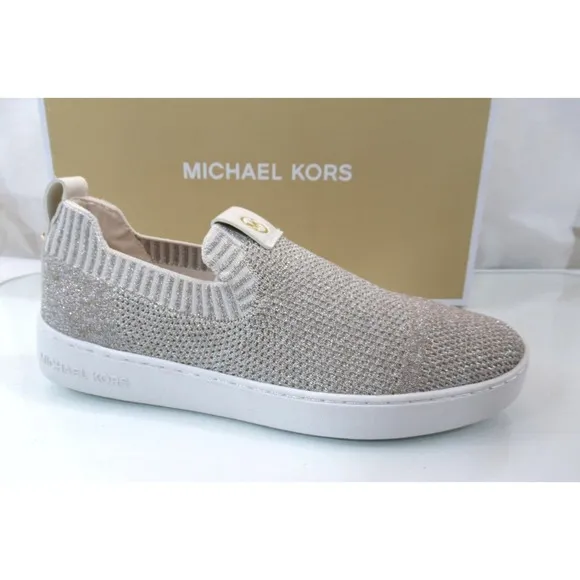 Michael Kors Juno Knit Slip On Sneaker Metallic Stretch Champagne
