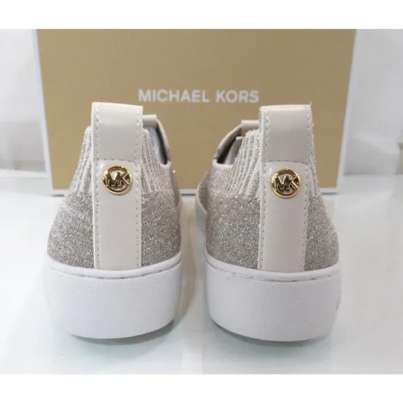 Michael Kors Juno Knit Slip On Sneaker Metallic Stretch Champagne