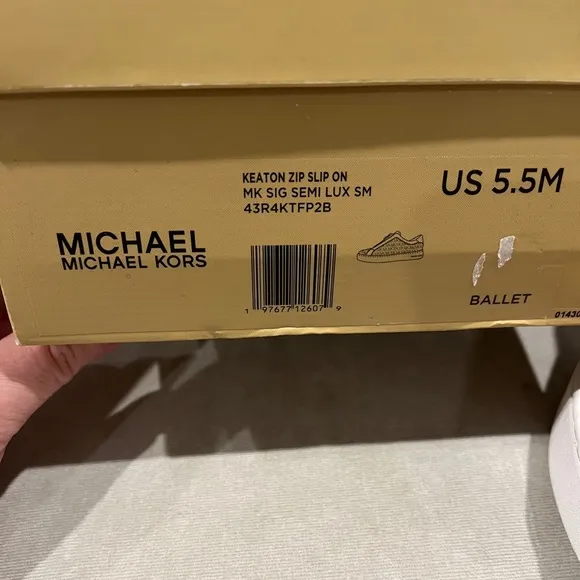 Michael Kors Keaton Zip Slip On Pink Sneakers with Gold Accents