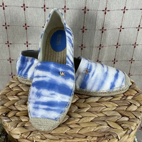 Michael Kors “Kendrick” Slip-On Blue White Tie Dye Espadrilles Women's Sz 6 Flat