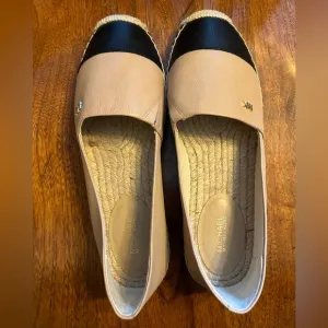 Michael Kors Pink &amp; Black Leather Kendrick Toe Cap Espadrilles Slip On S…