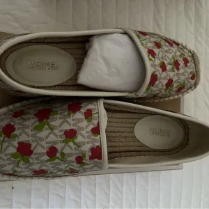 Michael Kors Red and White Espadrilles Floral Design