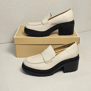 Michael Kors Rocco Heeled Loafer 9.5 LT Cream Y2k chunky‎ heel