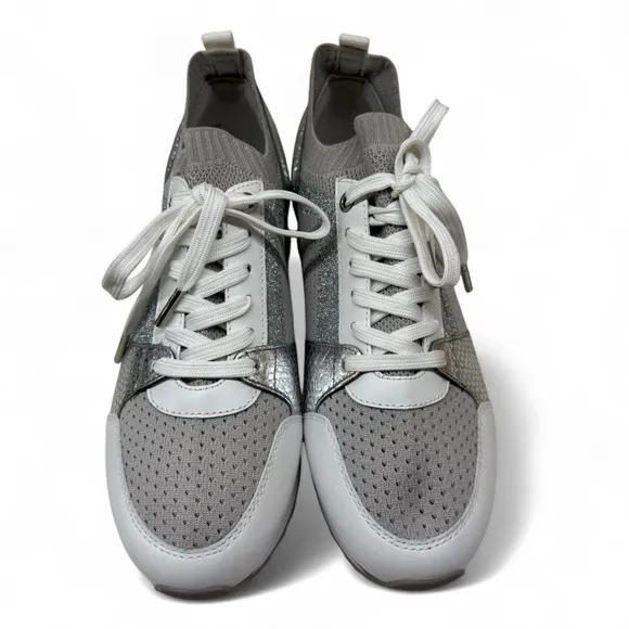 Michael Kors Silver and White Sneakers