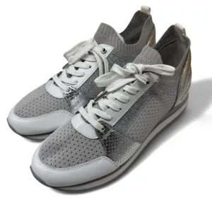 Michael Kors Silver and White Sneakers