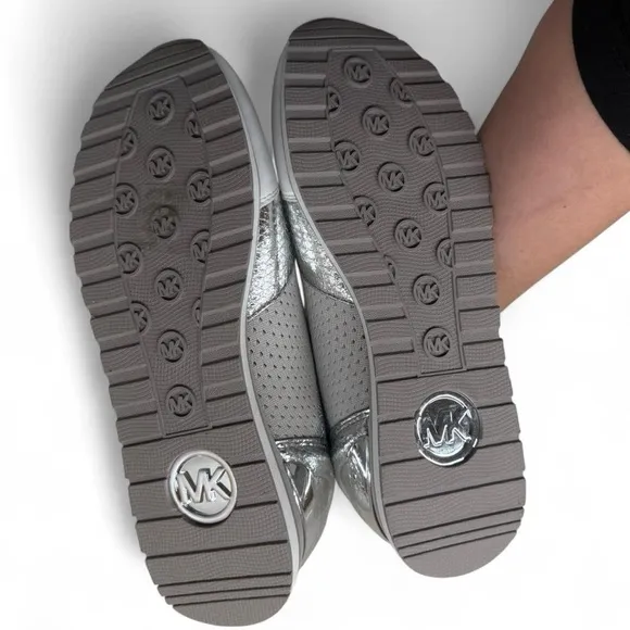 Michael Kors Silver and White Sneakers