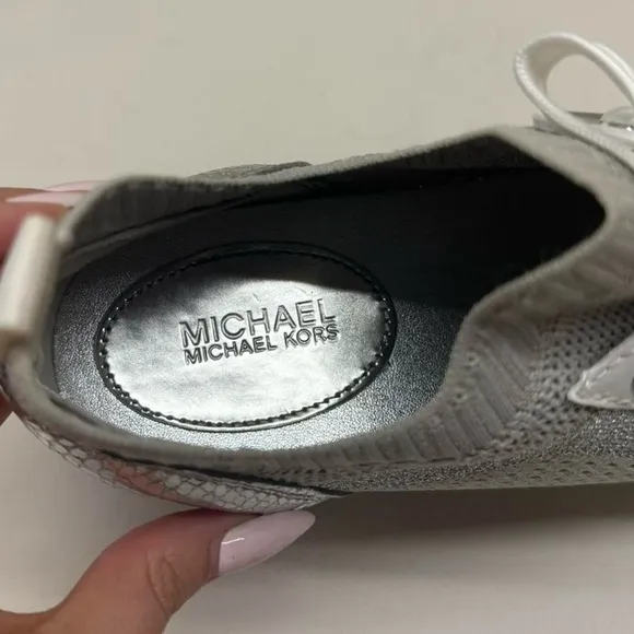 Michael Kors Silver and White Sneakers