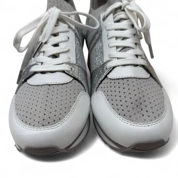 Michael Kors Silver and White Sneakers