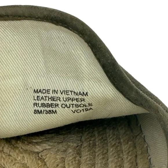 Michael Kors Sued Leather Espadrilles Slide Mule Sandal Olive Size 8
