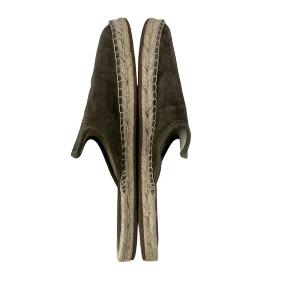 Michael Kors Sued Leather Espadrilles Slide Mule Sandal Olive Size 8