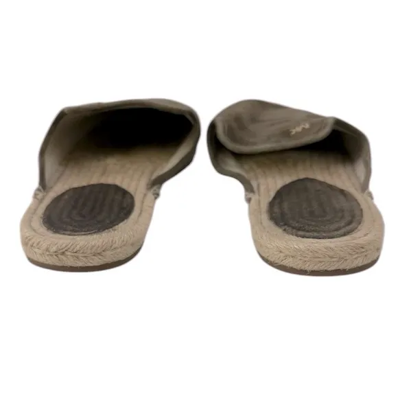 Michael Kors Sued Leather Espadrilles Slide Mule Sandal Olive Size 8