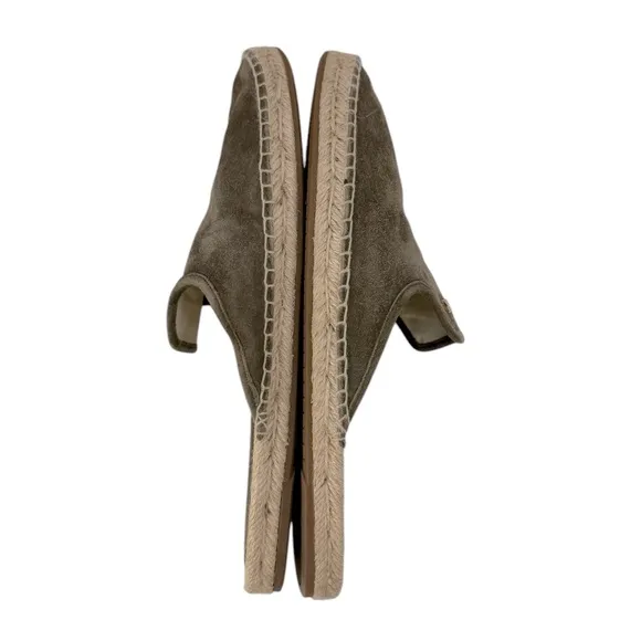 Michael Kors Sued Leather Espadrilles Slide Mule Sandal Olive Size 8