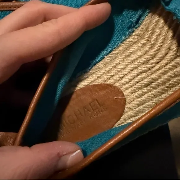Michael Kors teal Meg Espadrilles slip on flats