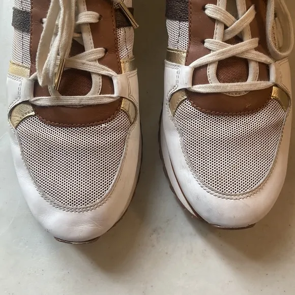 Michael Kors Vintage Brown Striped Mesh Michael Kors Sneakers Sz 9
