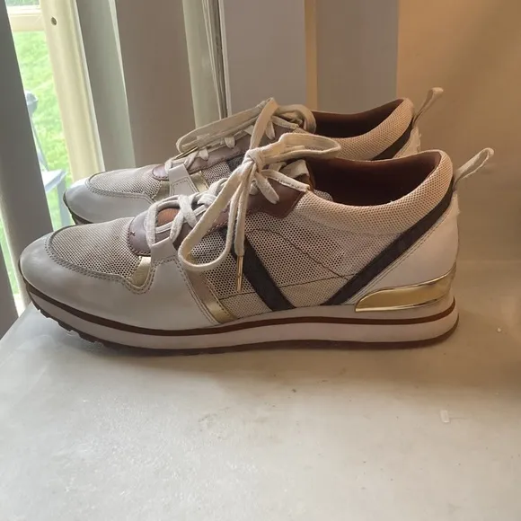 Michael Kors Vintage Brown Striped Mesh Michael Kors Sneakers Sz 9