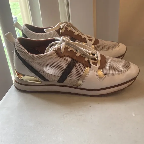 Michael Kors Vintage Brown Striped Mesh Michael Kors Sneakers Sz 9