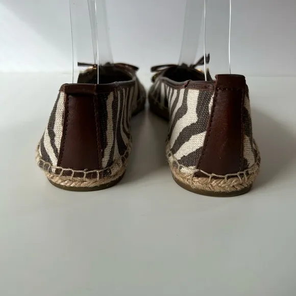 Michael Kors Women Zebra Brown Canvas Slip On Espadrilles