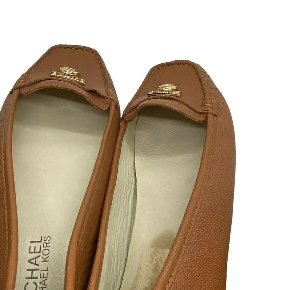 Michael Kors Womens Cognac Brown Moc Toe Casual Driving Loafer Shoes Size 9.5