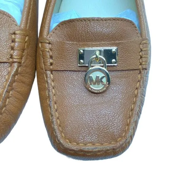 Michael Kors Womens Cognac Brown Moc Toe Casual Driving Loafer Shoes Size 9.5