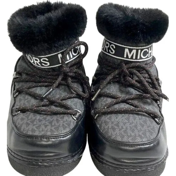 Michael Kors Women's Zelda Logo Winter Black Snow Boot‎ Size 7