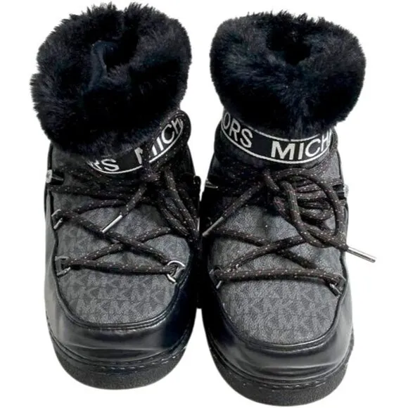 Michael Kors Women's Zelda Logo Winter Black Snow Boot‎ Size 7