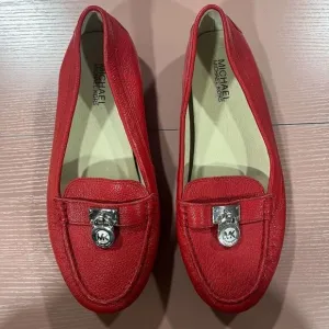 Michael Kors Hamilton Red Leather Moccasins Loafers