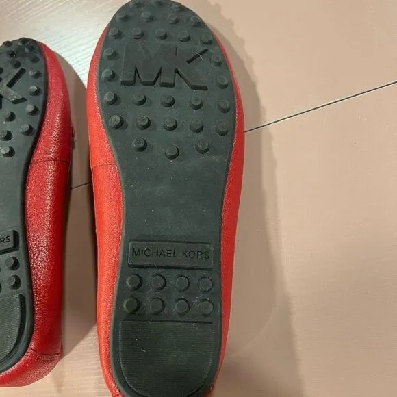 Michael Kors Hamilton Red Leather Moccasins Loafers