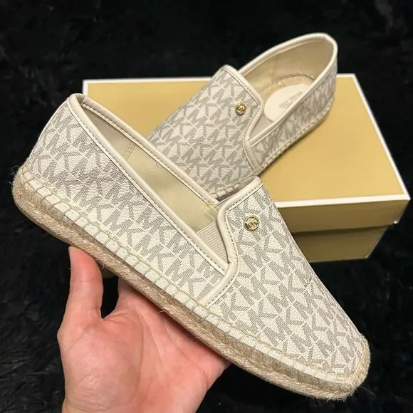 MICHAEL KORS MK logo print espadrilles flats slip on shoes women’s 7 new