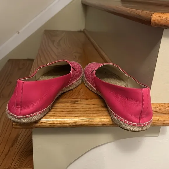 MICHAEL Michael Kors Coated Canvas Leather Pink Kendrick Logo Espadrille Size 11