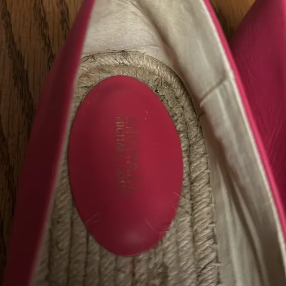 MICHAEL Michael Kors Coated Canvas Leather Pink Kendrick Logo Espadrille Size 11
