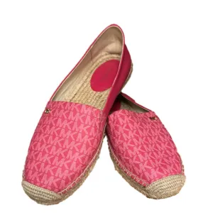 MICHAEL Michael Kors Coated Canvas Leather Pink Kendrick Logo Espadrille Size 11