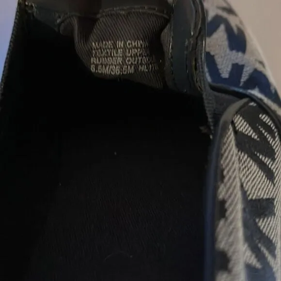 Michael Michael Kors Keaton Slip On Signature Logo Sneakers Navy Blue White 6.5