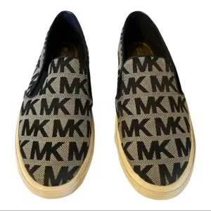 Michael Michael Kors Keaton Slip On Signature Logo Sneakers Navy Blue White 6.5