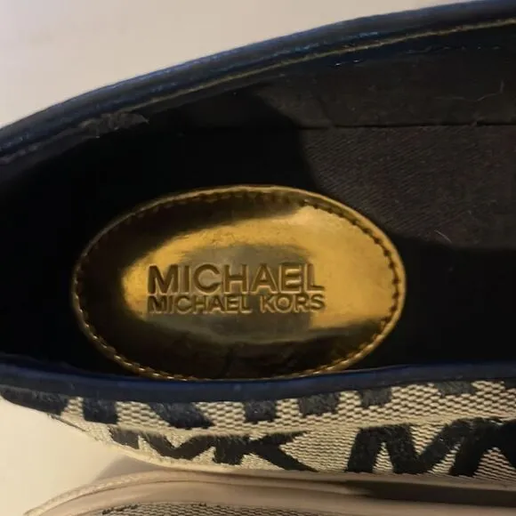 Michael Michael Kors Keaton Slip On Signature Logo Sneakers Navy Blue White 6.5