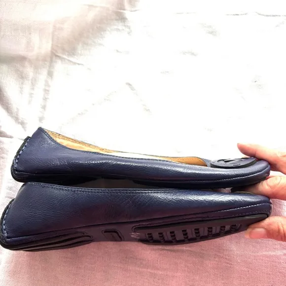 MICHAEL Michael Kors Lindsey Leather Ballet Flats navy SZ 8 M NWOT