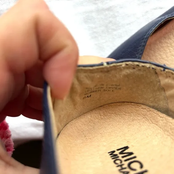 MICHAEL Michael Kors Lindsey Leather Ballet Flats navy SZ 8 M NWOT