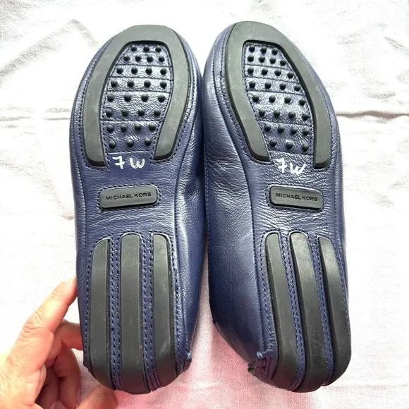 MICHAEL Michael Kors Lindsey Leather Ballet Flats navy SZ 8 M NWOT