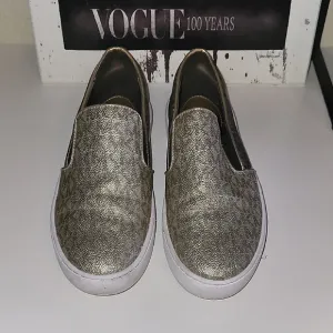 MICHAEL Michael Kors Metallic Gold and Brown Textured Slip-On Sneakers