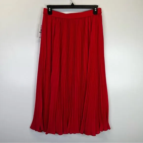 MICHAEL Michael Kors Pull-On Pleated Midi skirt deep pink - 1X