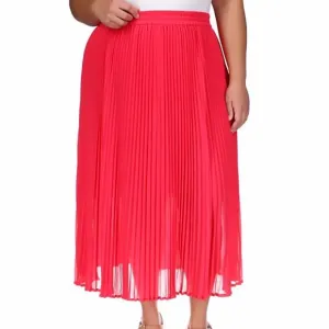 MICHAEL Michael Kors Pull-On Pleated Midi skirt deep pink - 1X