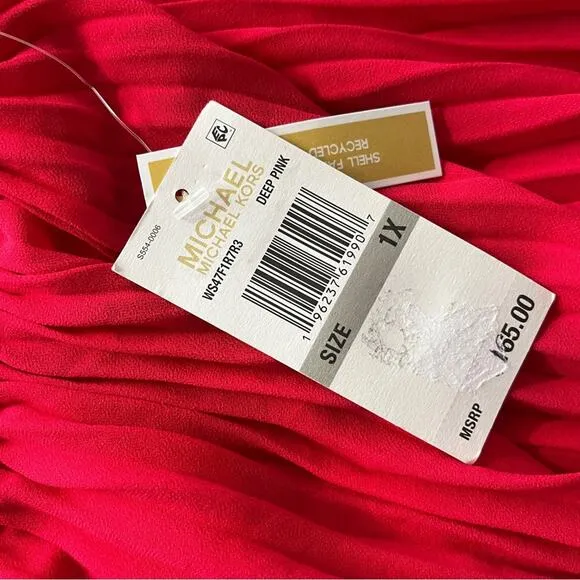 MICHAEL Michael Kors Pull-On Pleated Midi skirt deep pink - 1X