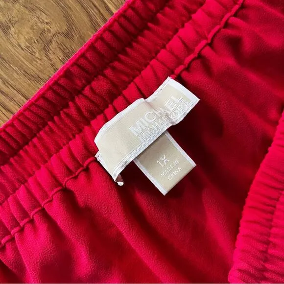 MICHAEL Michael Kors Pull-On Pleated Midi skirt deep pink - 1X