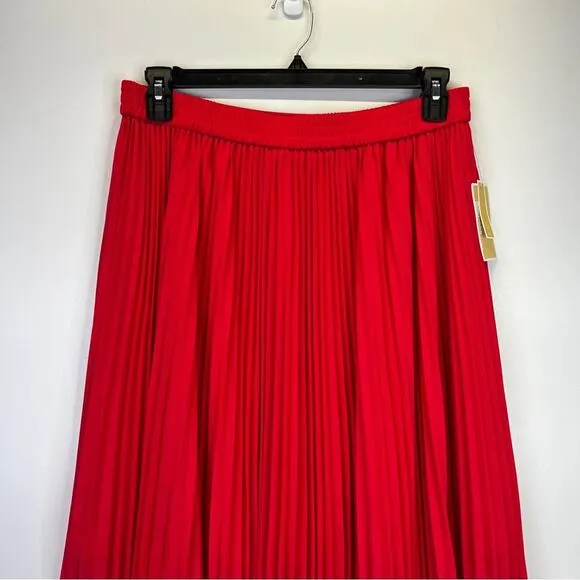 MICHAEL Michael Kors Pull-On Pleated Midi skirt deep pink - 1X