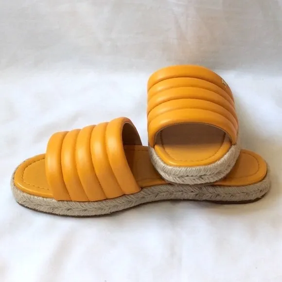 MICHAEL Michael Kors Slide Sandals Yellow Leather Quilted Royce Sz 7 NEW Sandal